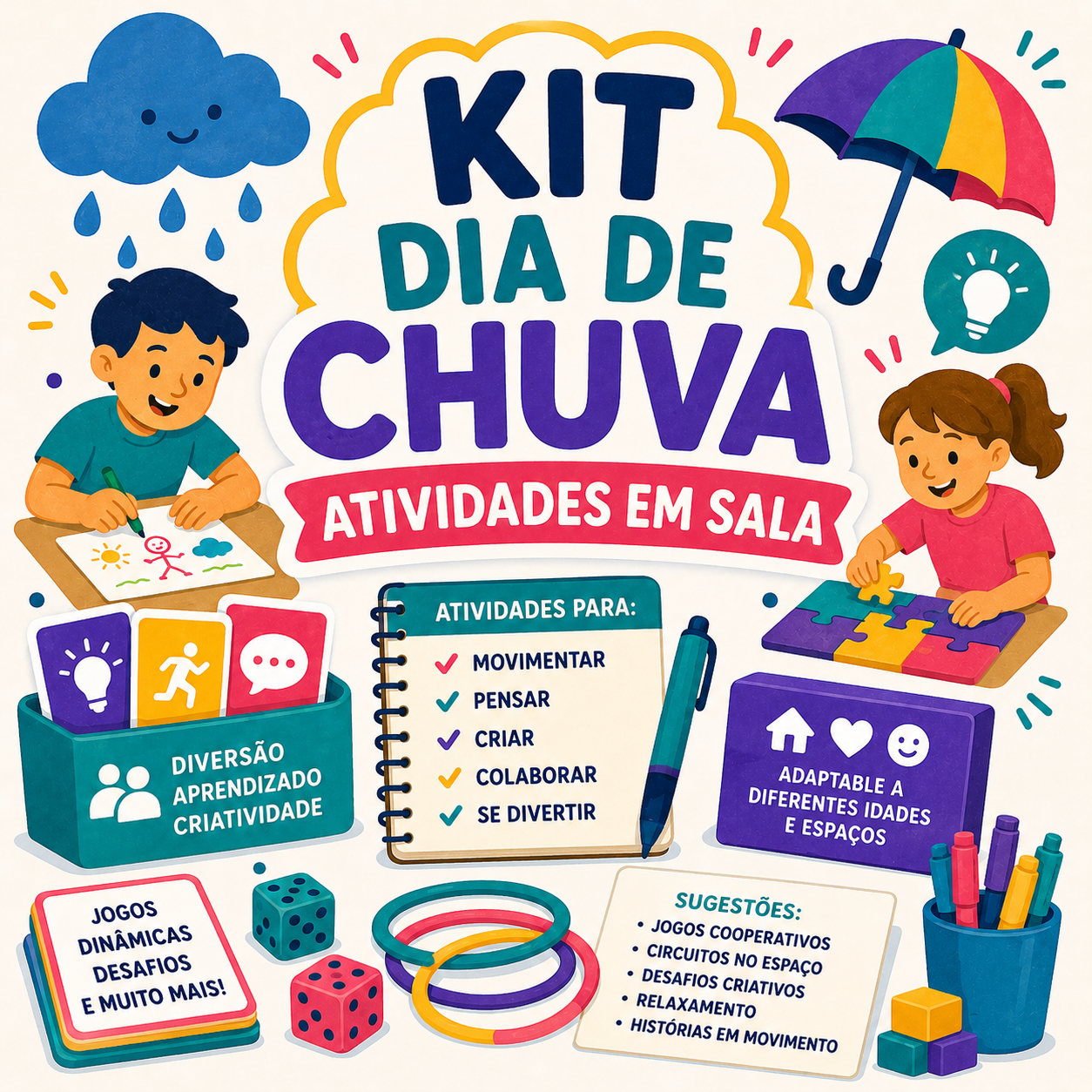 Kit Dia de Chuva — atividades em sala